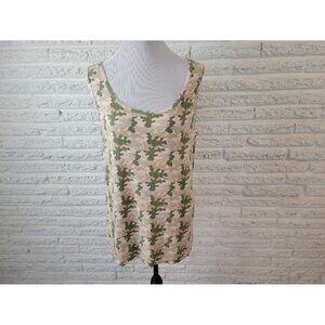 Faded Glory Womens Top 3X Plus Tank Green Camouflage Relaxed Ribbed A6E
